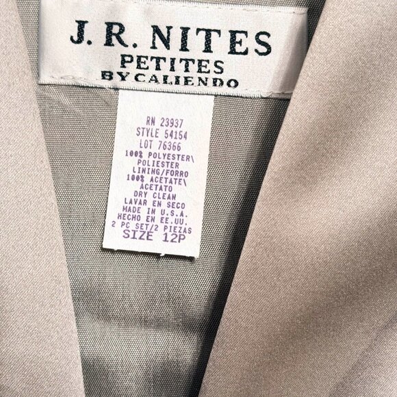J.R. Nites by Caliendo 2-Piece Formal Skirt Suit Set – Size 12P – Silver Satin - Picture 3 of 9